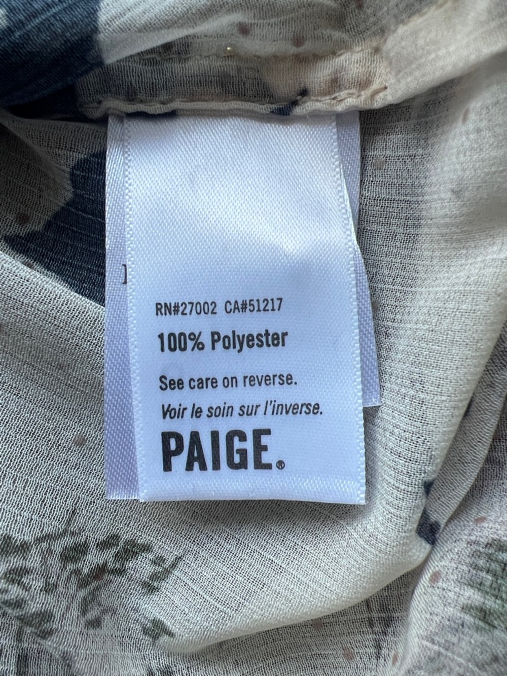 Like New! PAIGE Denim Giada Blouse Cream and Black Floral Tie-Neck in Size S - Picture 11 of 16